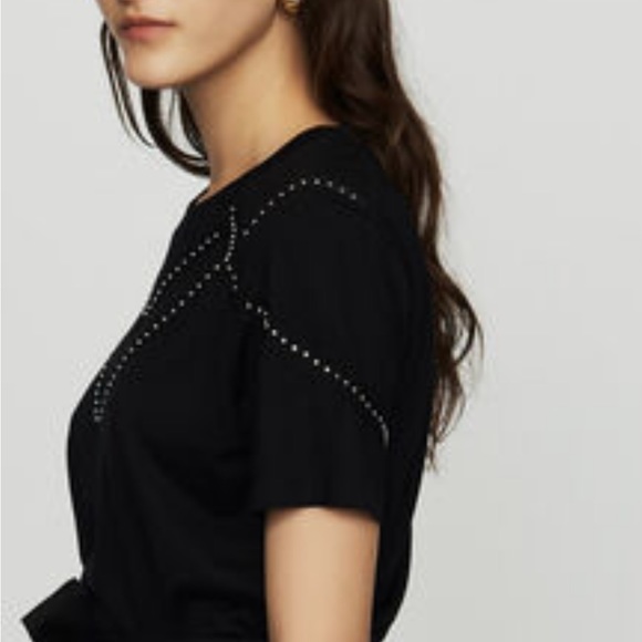 Maje studs embelished T-shirt, size 1 - Picture 3 of 7